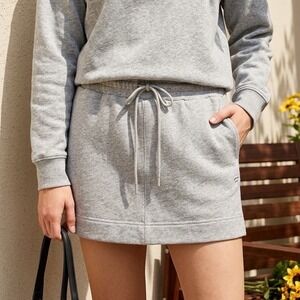 Fabletics Mini Skirt Womens Small Gray‎ Cotton Drawstring Athleisure Sporty Gym
